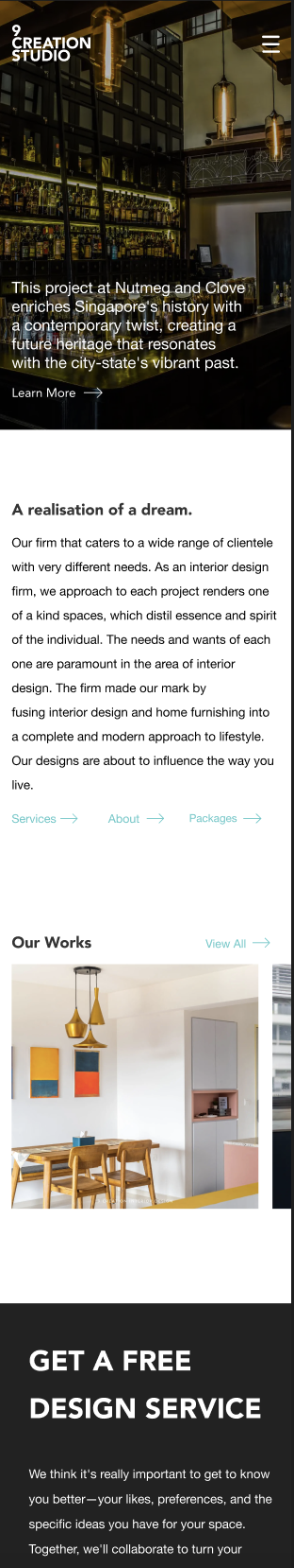 Home Page of 9 Creation Website