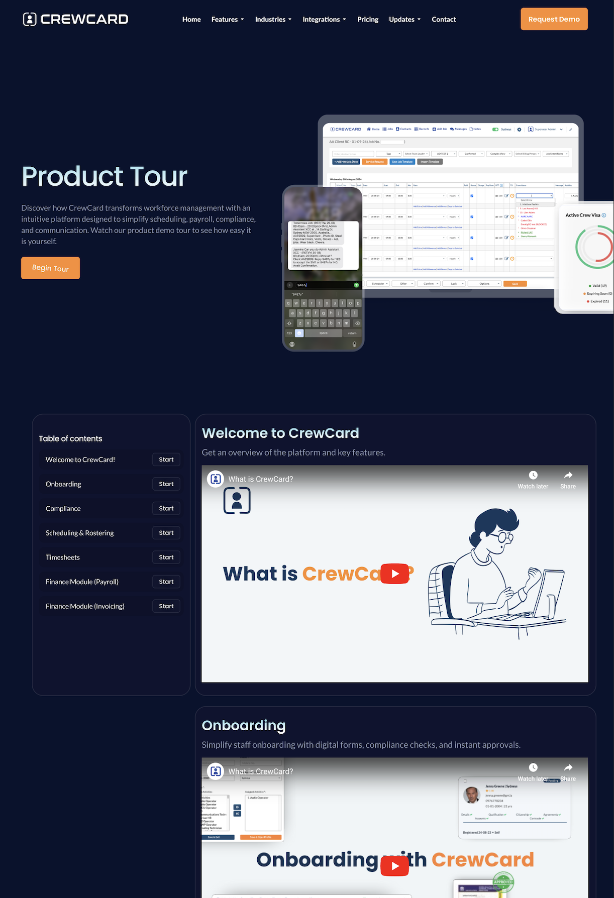 Product Tour Page Website