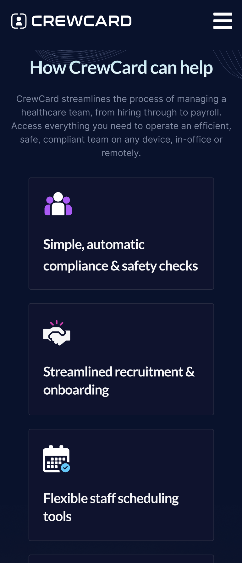 Responsive View Crewcard Website